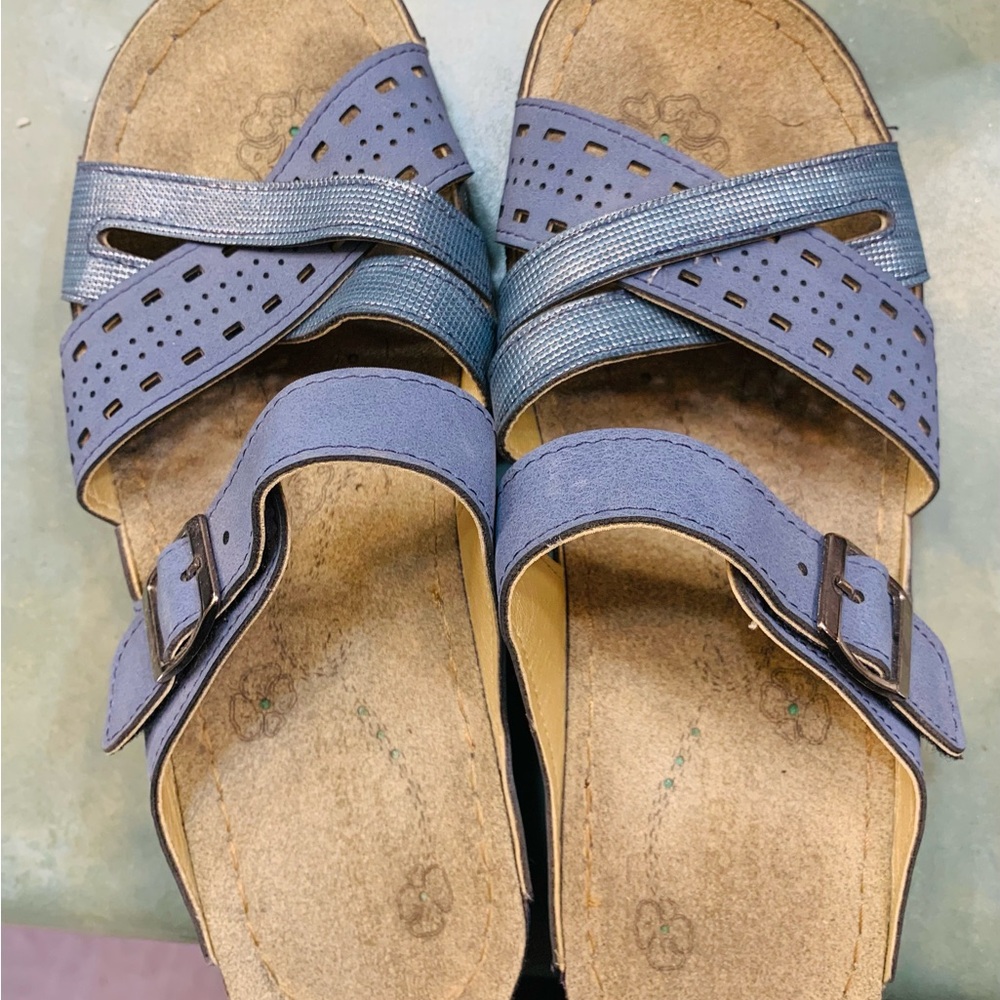 Flexus by Spring Step Denia slide sandals in blue